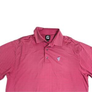 FootJoy Golf Polo Shirt Men's Large Pink Striped Classic Fit Casual